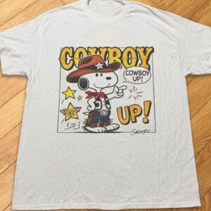 White - Snoopy Cowboy Up Gildan Cotton T-Shirt
